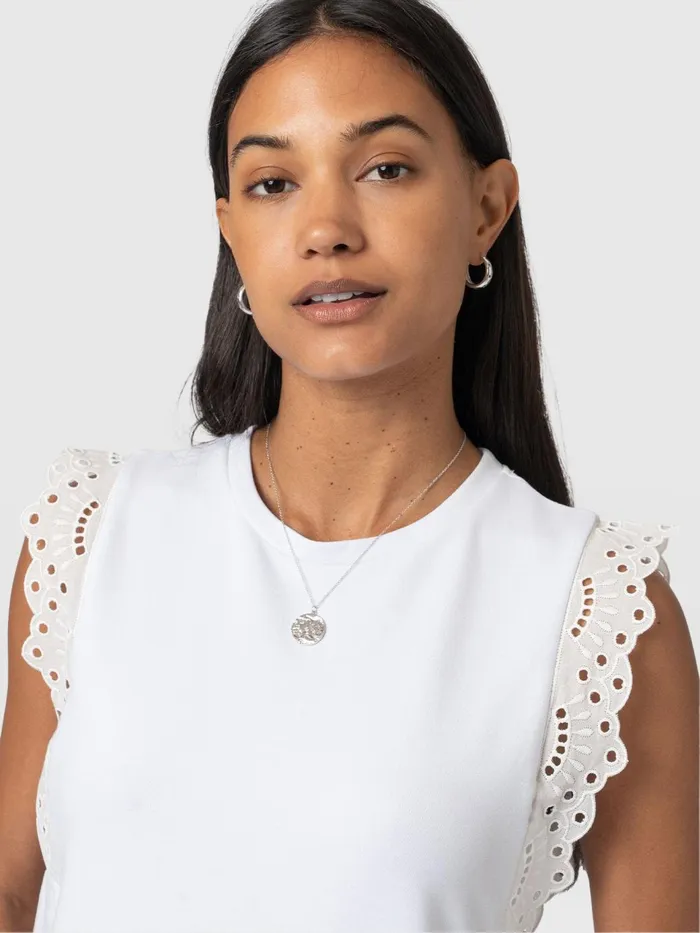 Rowan Tee 8211 White Broderie White Broderie Women Saint And Sofia TShirts and Tanks