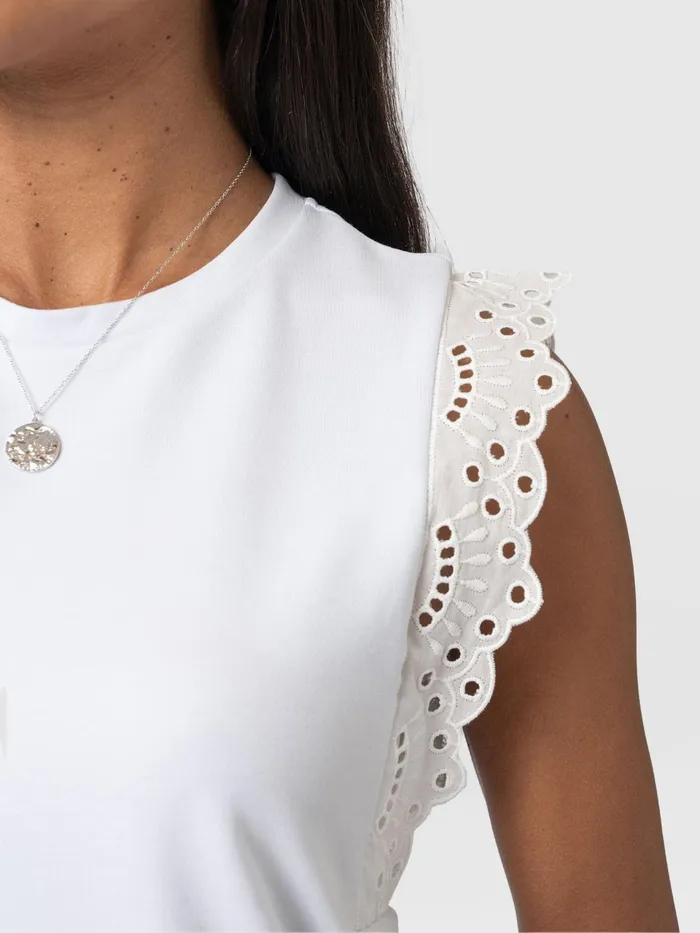 Rowan Tee 8211 White Broderie White Broderie Women Saint And Sofia TShirts and Tanks