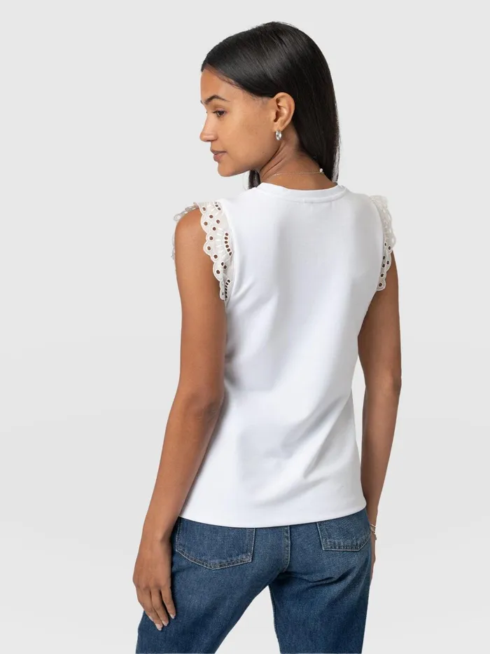 Rowan Tee 8211 White Broderie White Broderie Women Saint And Sofia TShirts and Tanks