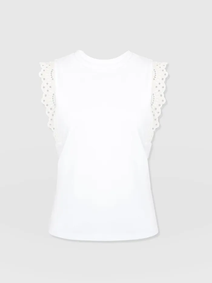 Rowan Tee 8211 White Broderie White Broderie Women Saint And Sofia TShirts and Tanks