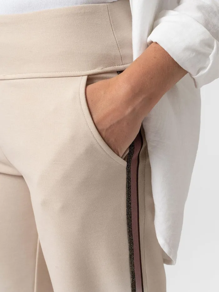 Runway Pant 8211 Light Beige 8211 Gold Lurex Stripe Gold Lurex Stripe Women Saint And Sofia Pants