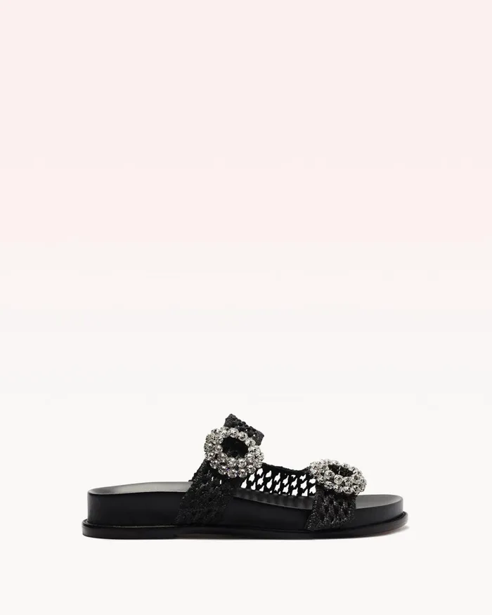 Salma Raffia Crystal Flat Black Women Alexandre Birman Flats