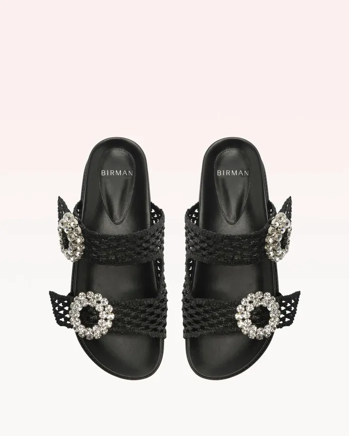 Salma Raffia Crystal Flat Black Women Alexandre Birman Flats