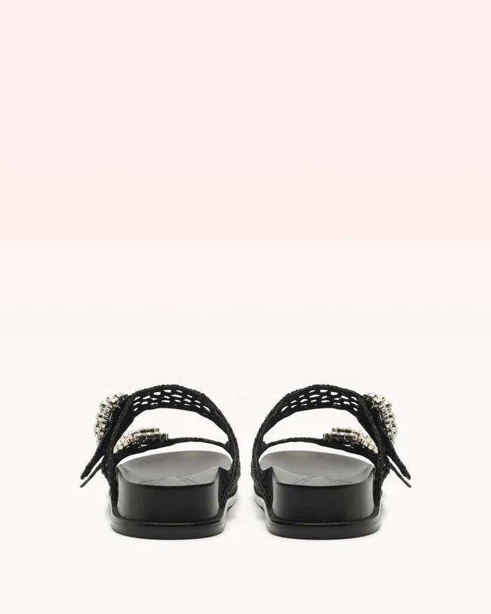 Salma Raffia Crystal Flat Black Women Alexandre Birman Flats