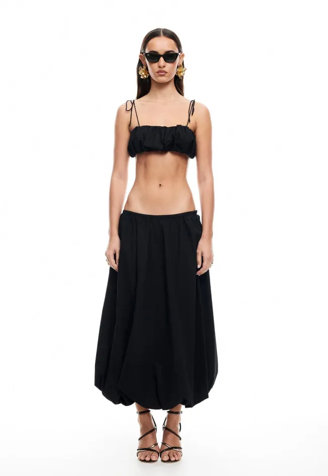 Sets and Coords Women Lioness Fashion INTUITION BUBBLE MIDI SKIRT Onyx