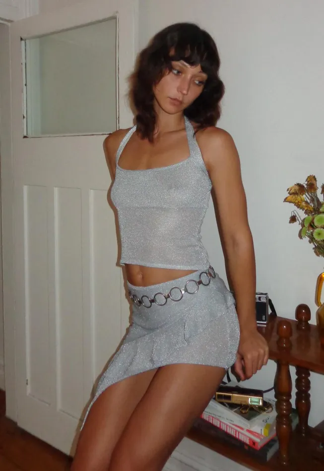 Sets and Coords Women Lioness Fashion PALISADES HALTER TOP Silver