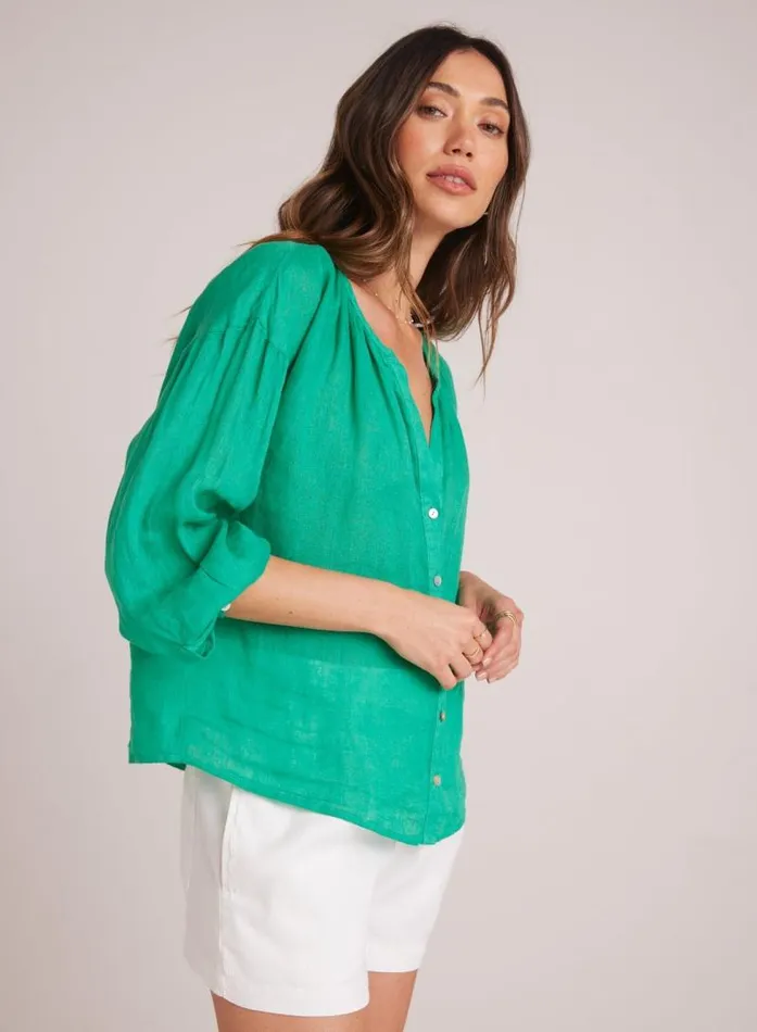 Shirred Neck Blouse 8211 Tropical Green Women Bella Dahl Long Sleeve Shirred Neck Blouse 8211 Tropical Green Women Bella Dahl Long Sleeve