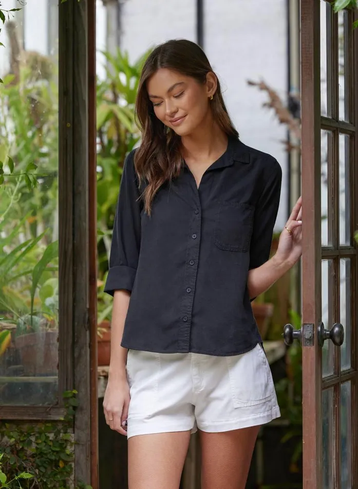 Shirt Tail Button Down 8211 Vintage Black Women Bella Dahl Long Sleeve