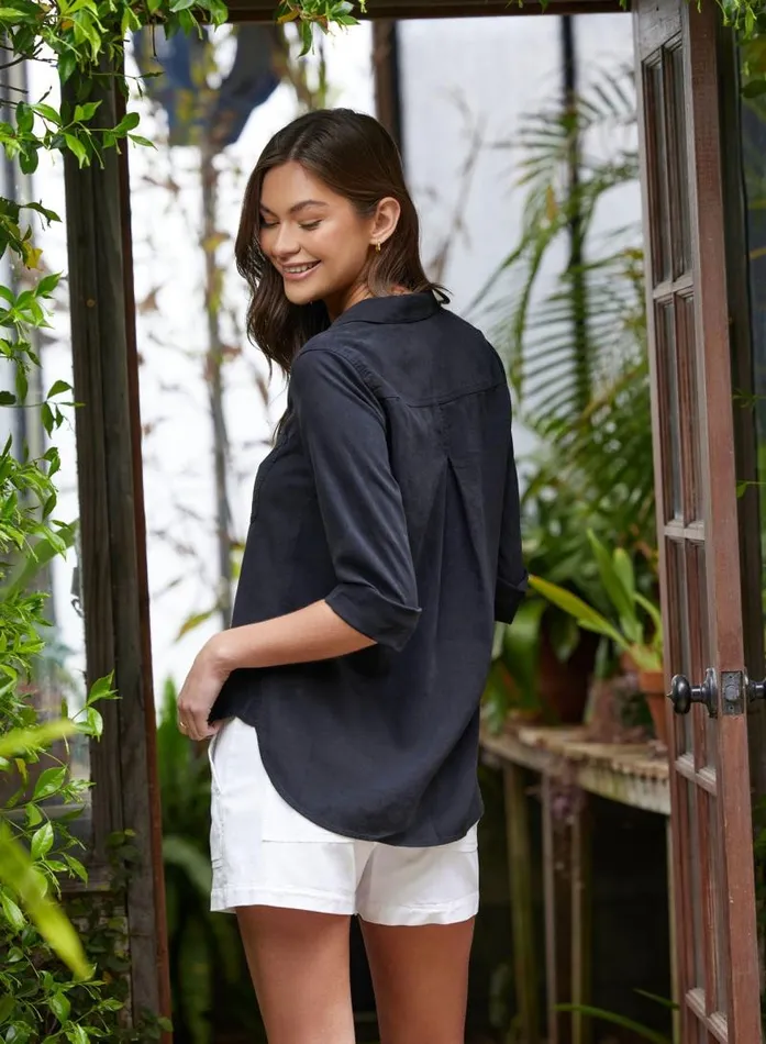 Shirt Tail Button Down 8211 Vintage Black Women Bella Dahl Long Sleeve Shirt Tail Button Down 8211 Vintage Black Women Bella Dahl Long Sleeve