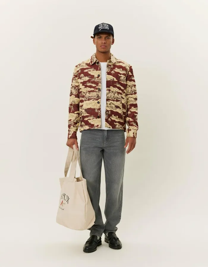 ShirtsOvershirts Men Les Deux Jaiden Ruins Jaqcuard Overshirt 8211 Bossa NovaSummer Melon