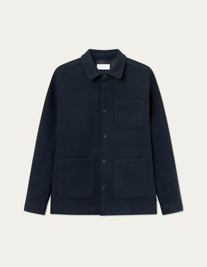 ShirtsOvershirts Men Les Deux Jason Wool Overshirt 20 8211 Dark Navy