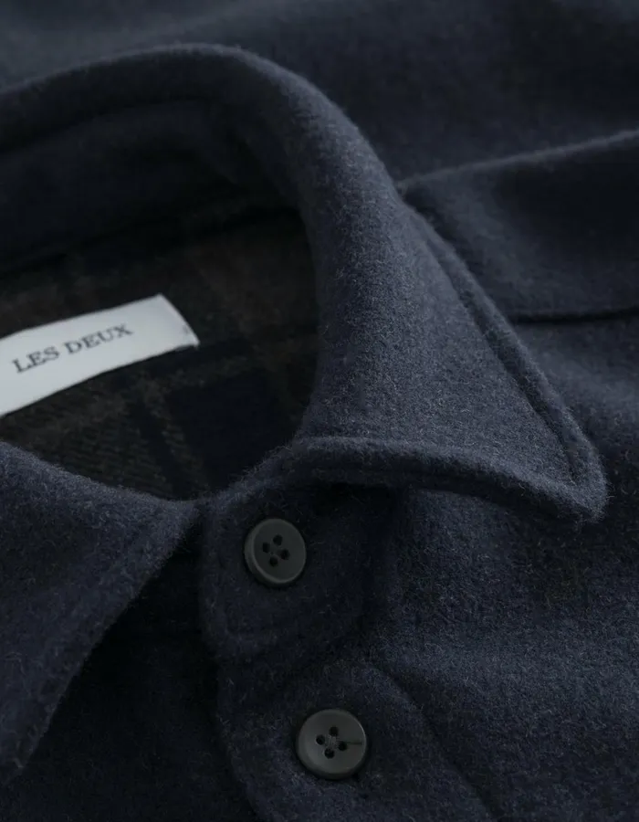 ShirtsOvershirts Men Les Deux Jason Wool Overshirt 20 8211 Dark Navy