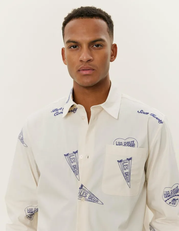 ShirtsOvershirts Men Les Deux Kalen AOE Shirt 8211 IvoryBlueprint