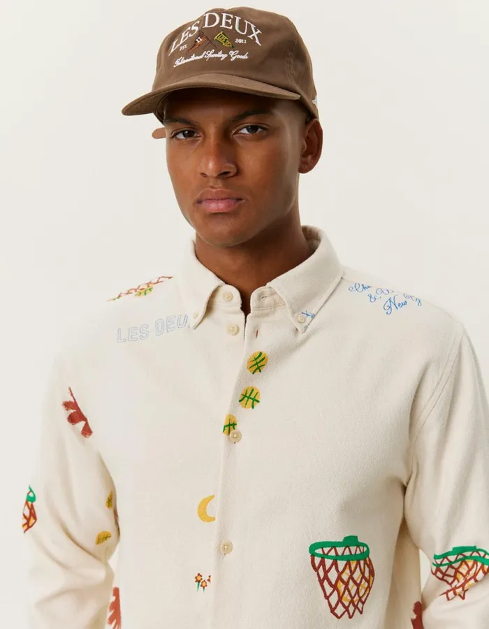 ShirtsOvershirts Men Les Deux Karl AOP Shirt 20 8211 IvoryArabian Spice