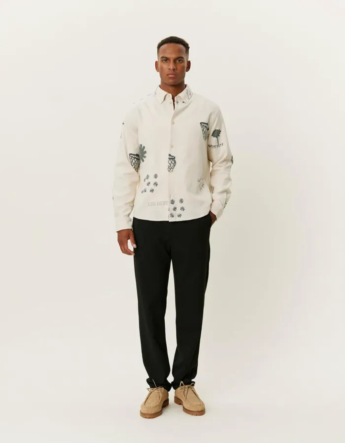ShirtsOvershirts Men Les Deux Karl AOP Shirt 20 8211 IvoryGrey