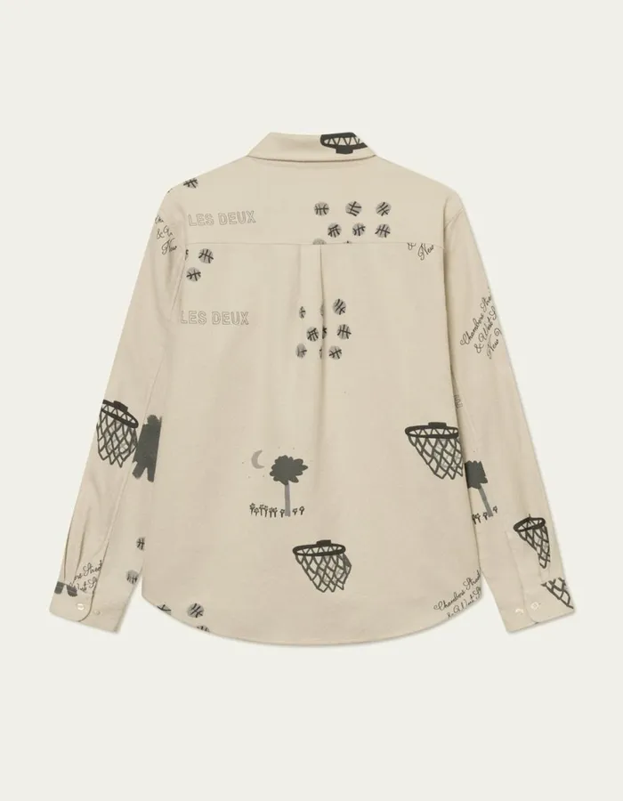 ShirtsOvershirts Men Les Deux Karl AOP Shirt 20 8211 IvoryGrey