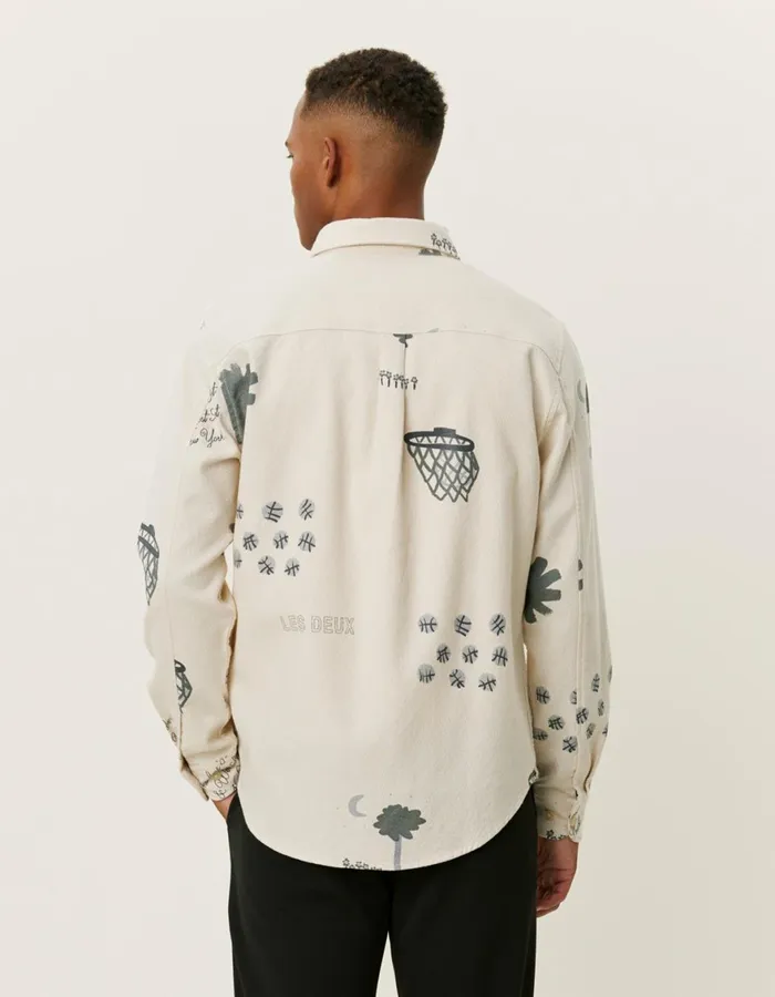 ShirtsOvershirts Men Les Deux Karl AOP Shirt 20 8211 IvoryGrey