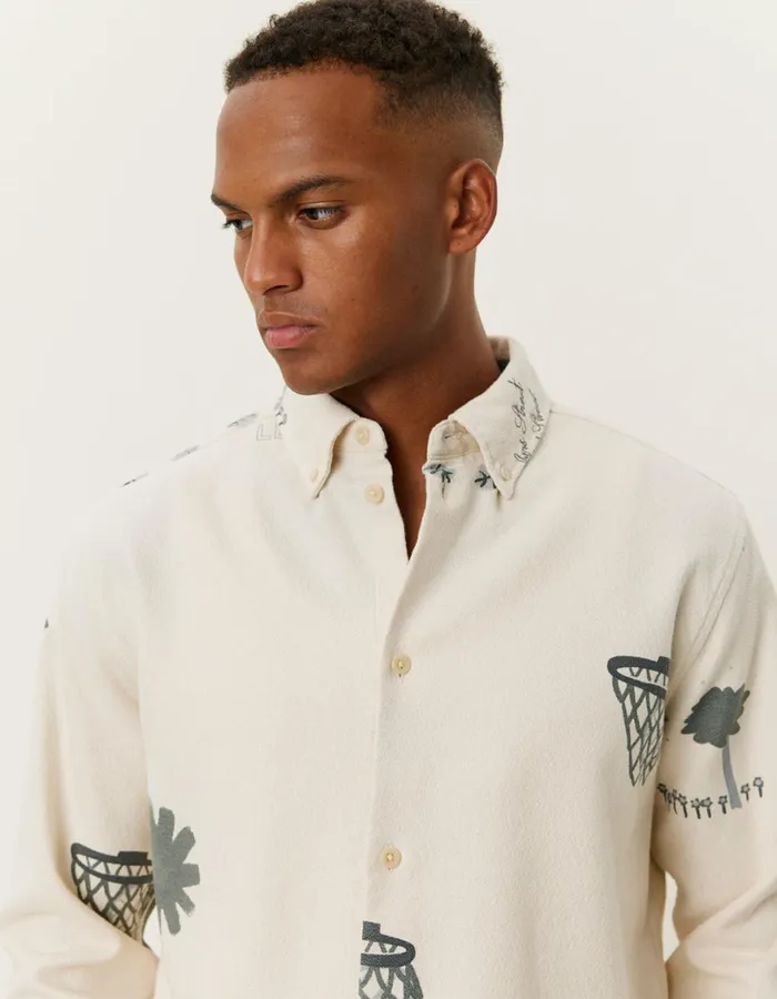 ShirtsOvershirts Men Les Deux Karl AOP Shirt 20 8211 IvoryGrey