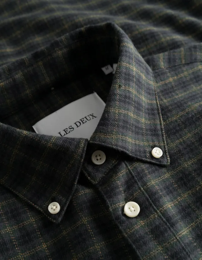 ShirtsOvershirts Men Les Deux Kent Check Shirt 20 8211 Pine GreenBlack