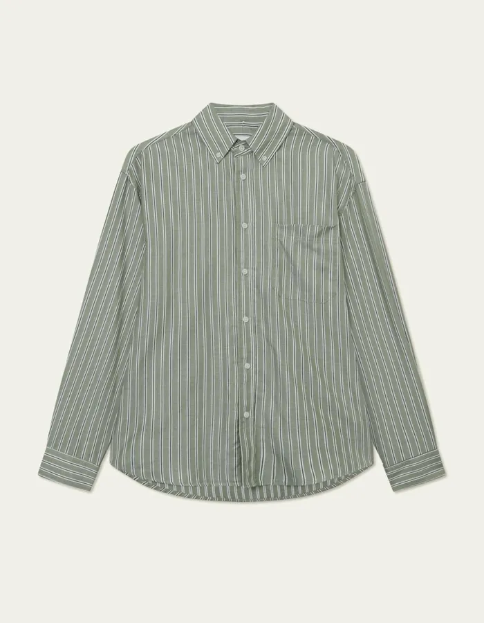 ShirtsOvershirts Men Les Deux Kolton Herringbone Poplin Shirt 8211 WhiteChive Green ShirtsOvershirts Men Les Deux Kolton Herringbone Poplin Shirt 8211 WhiteChive Green