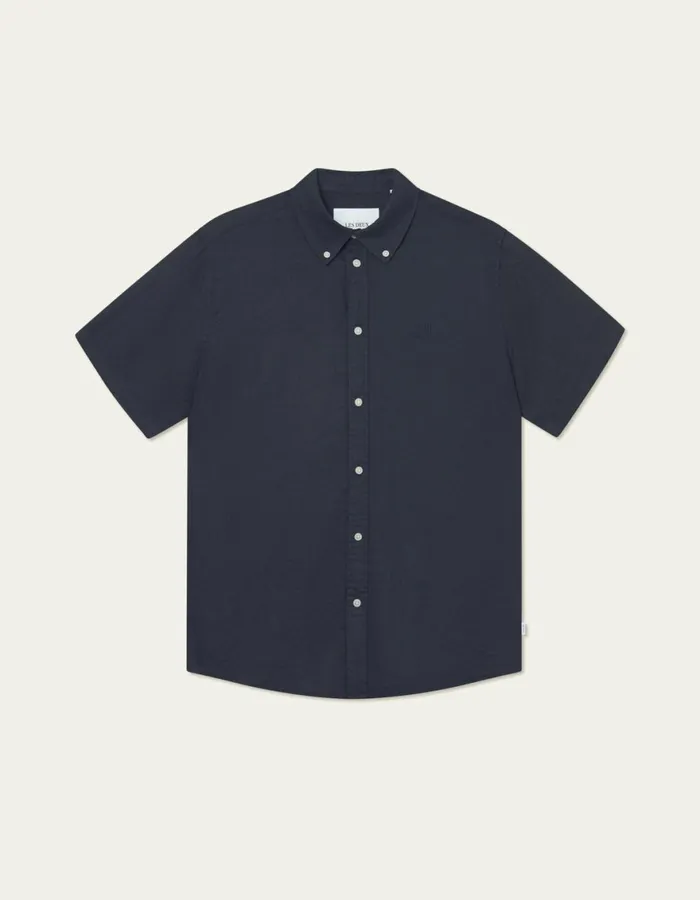 ShirtsOvershirts Men Les Deux Kris Linen SS Shirt 8211 Dark Navy