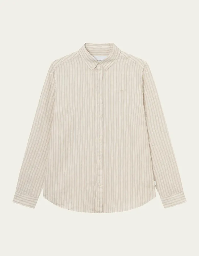 ShirtsOvershirts Men Les Deux Kristian Linen BD Shirt 8211 Light Desert SandLight Ivory