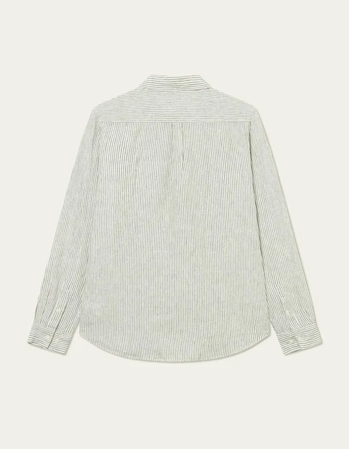 ShirtsOvershirts Men Les Deux Kristian Linen BD Shirt 8211 Light IvoryLichen Green