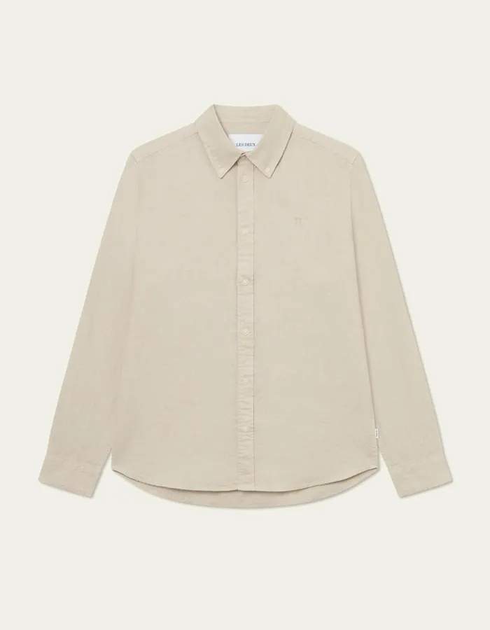 ShirtsOvershirts Men Les Deux Kristian Linen BD Shirt 8211 Light Sand
