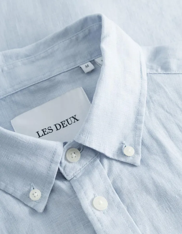 ShirtsOvershirts Men Les Deux Kristian Linen BD Shirt 8211 Summer Sky