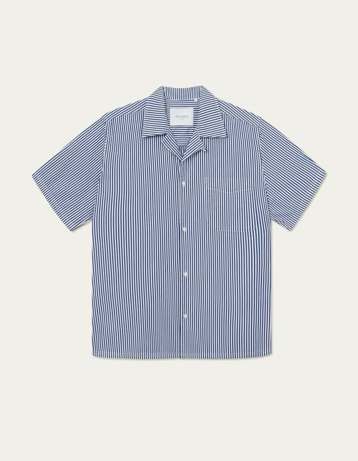 ShirtsOvershirts Men Les Deux Lawson 20 Poplin Shirt 8211 WhiteSurf Blue