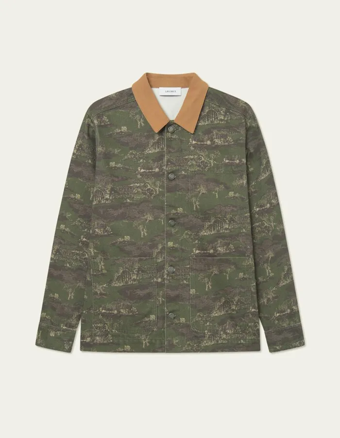 ShirtsOvershirts Men Les Deux Layton AOP Denim Overshirt 20 8211 Chive GreenSummer Melon ShirtsOvershirts Men Les Deux Layton AOP Denim Overshirt 20 8211 Chive GreenSummer Melon