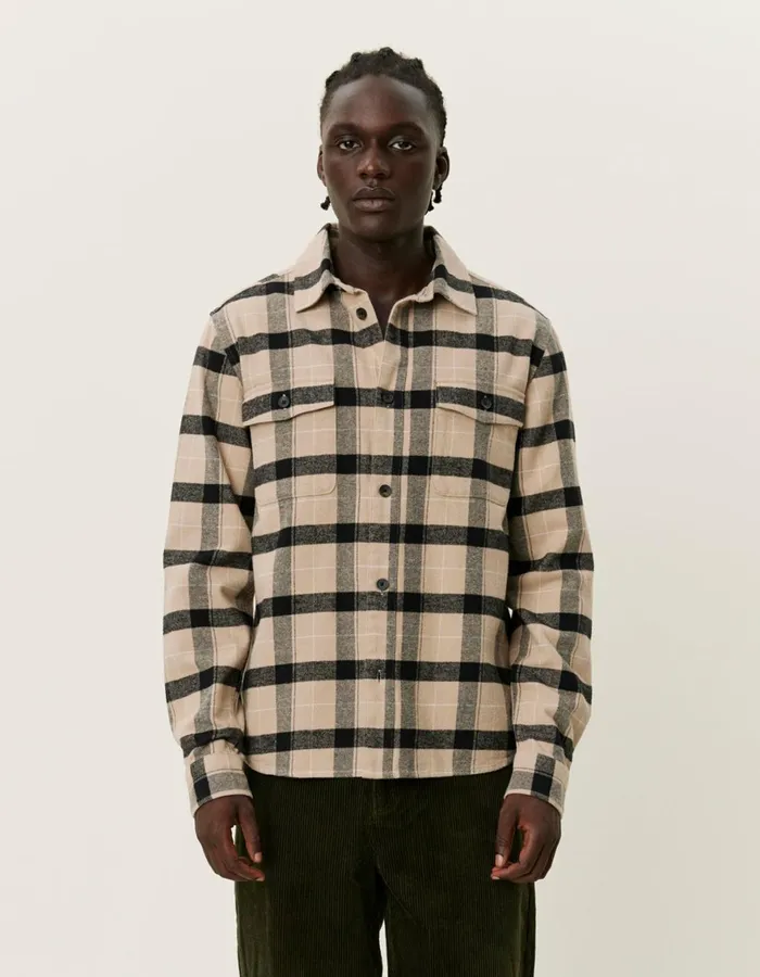 ShirtsOvershirts Men Les Deux Lennon Flannel Check Overshirt 8211 Dark SandBlack
