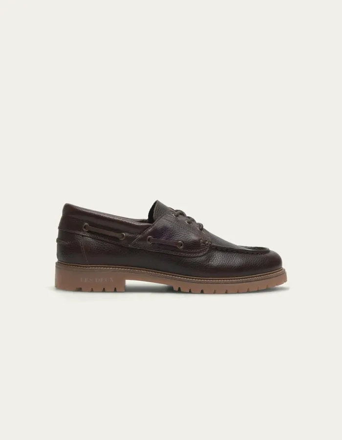 Shoes Men Les Deux Taylor Leather Boat Shoe 8211 Brown