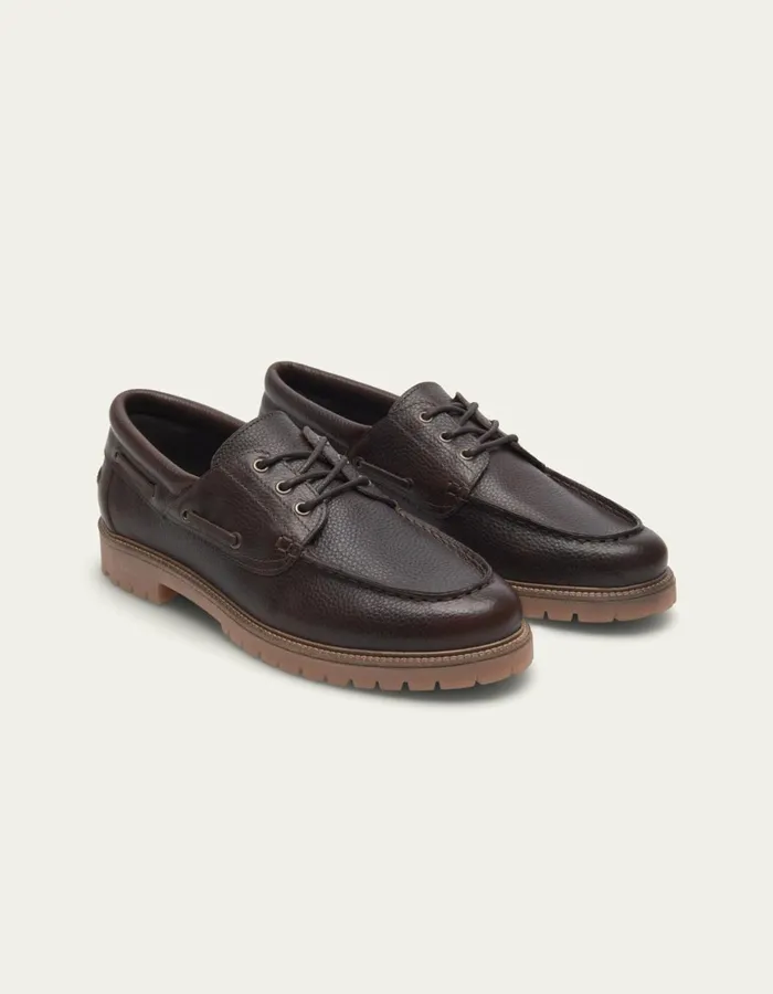Shoes Men Les Deux Taylor Leather Boat Shoe 8211 Brown