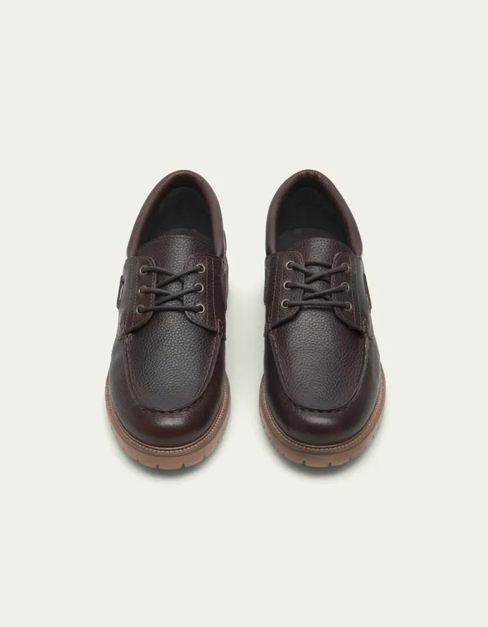 Shoes Men Les Deux Taylor Leather Boat Shoe 8211 Brown