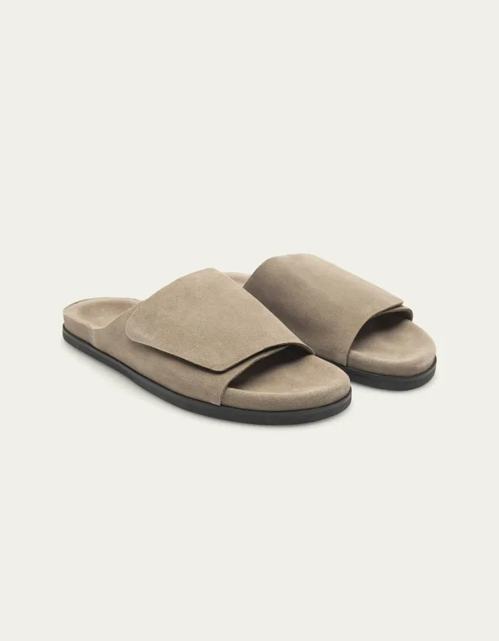 Shoes Men Les Deux Wilhelm Suede Velcro Sandal 8211 Desert Taupe