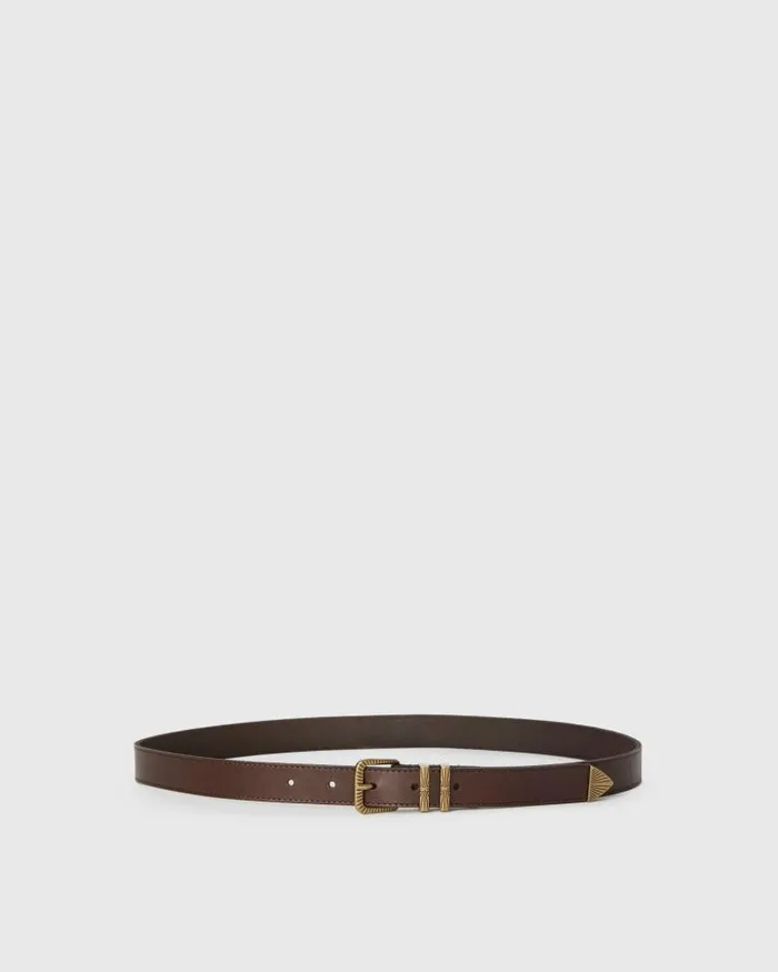 Shop Belts Women PAIGE Exclusive Hunter Belt 8211 Mahogany Leather