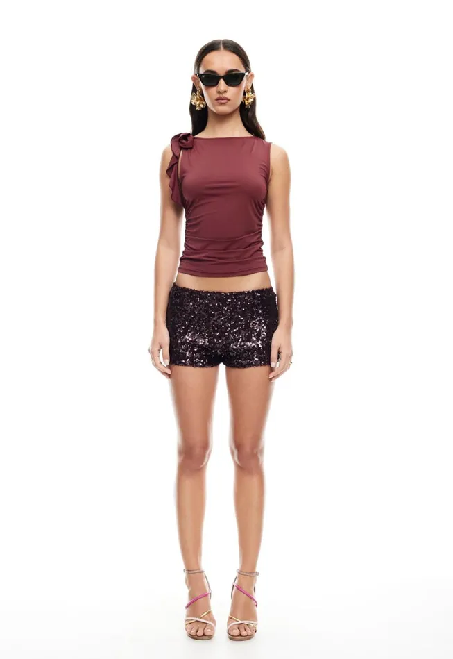 Shorts Women Lioness Fashion NIGHT RIDER MINI SHORT Burgundy Shorts Women Lioness Fashion NIGHT RIDER MINI SHORT Burgundy
