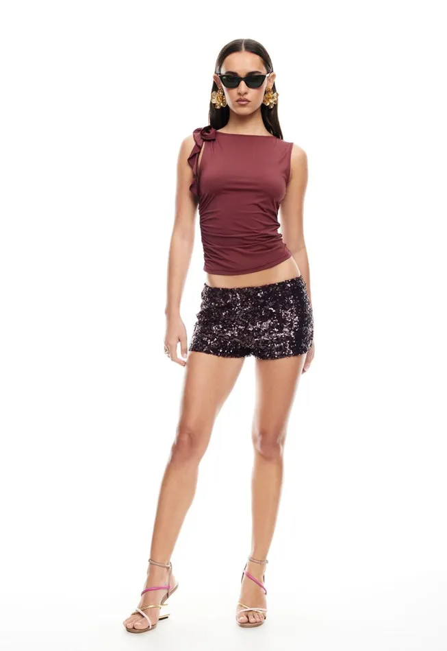 Shorts Women Lioness Fashion NIGHT RIDER MINI SHORT Burgundy Shorts Women Lioness Fashion NIGHT RIDER MINI SHORT Burgundy