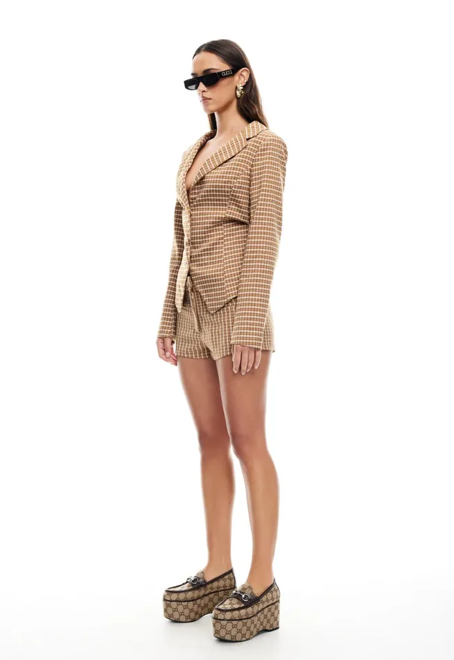 Shorts Women Lioness Fashion UNTAMED SHORT Chocolate Check Shorts Women Lioness Fashion UNTAMED SHORT Chocolate Check