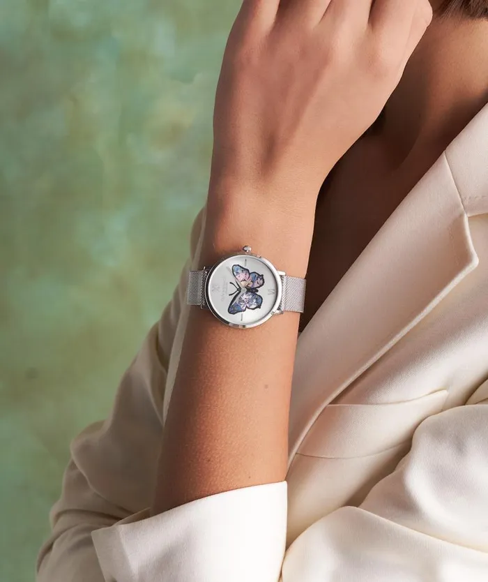 Signature Watches Women Olivia Burton 35mm Butterfly Ultra Slim Silver Mesh Watch