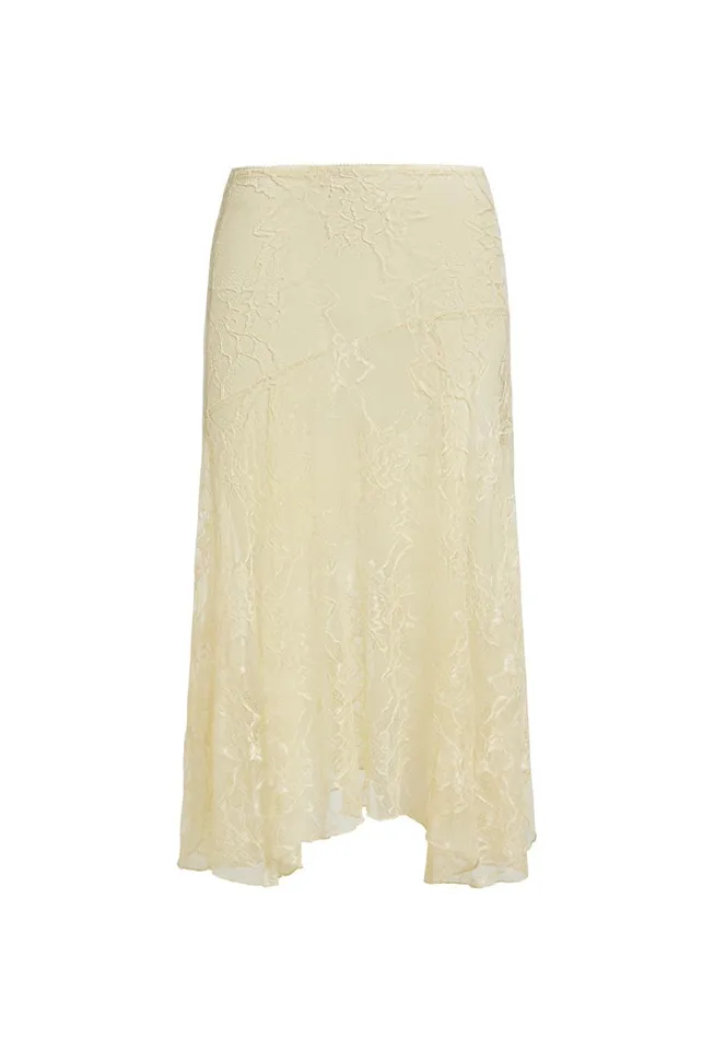 Skirts Women Lioness Fashion IN BLOOM LACE MIDI SKIRT Cornsilk Skirts Women Lioness Fashion IN BLOOM LACE MIDI SKIRT Cornsilk