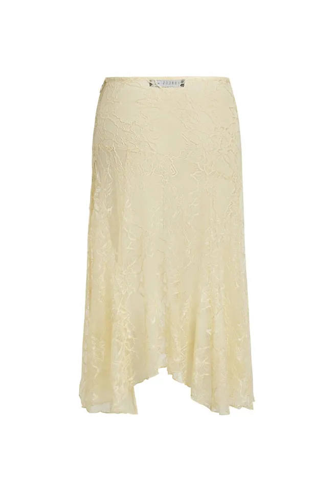 Skirts Women Lioness Fashion IN BLOOM LACE MIDI SKIRT Cornsilk Skirts Women Lioness Fashion IN BLOOM LACE MIDI SKIRT Cornsilk