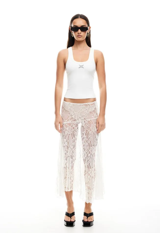 Skirts Women Lioness Fashion IN BLOOM LACE MIDI SKIRT Ivory Skirts Women Lioness Fashion IN BLOOM LACE MIDI SKIRT Ivory