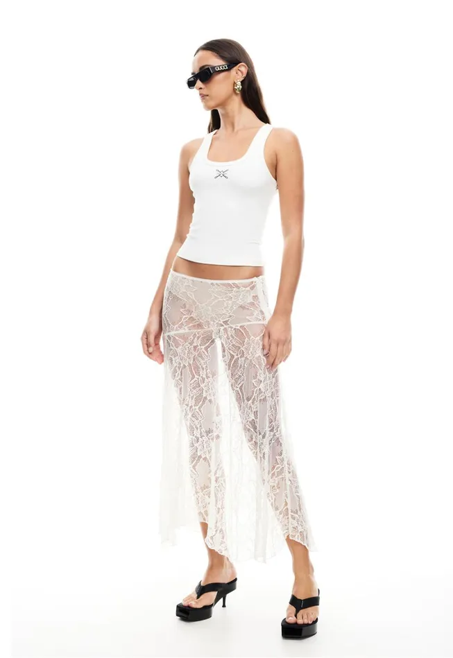 Skirts Women Lioness Fashion IN BLOOM LACE MIDI SKIRT Ivory Skirts Women Lioness Fashion IN BLOOM LACE MIDI SKIRT Ivory