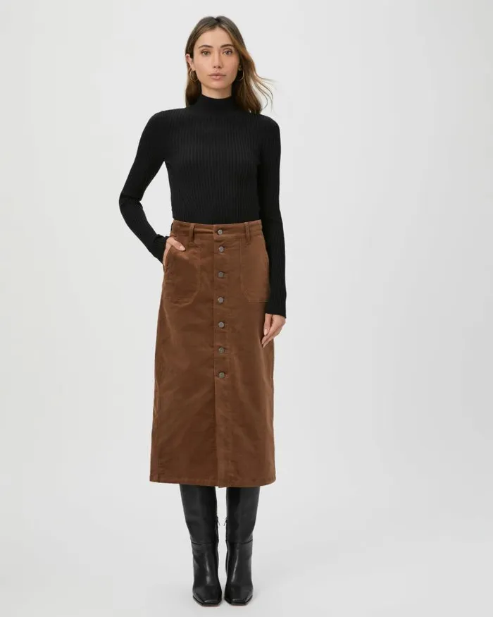 Skirts Women PAIGE Meadow Midi Skirt 8211 Maple Brown