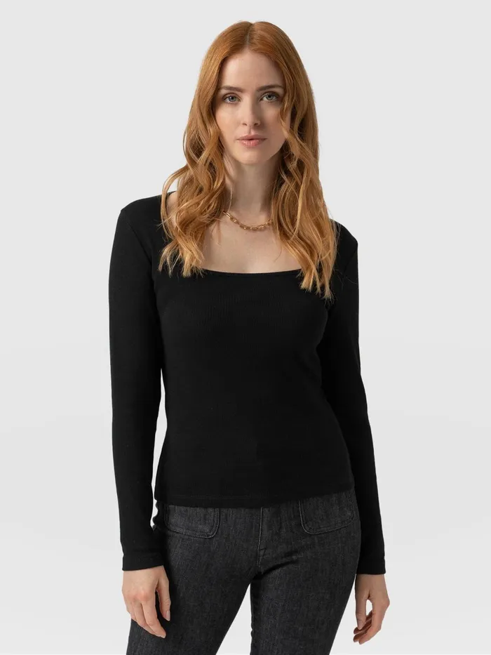 Sloane Ribbed Top 8211 Black Black Women Saint And Sofia Casual Tops