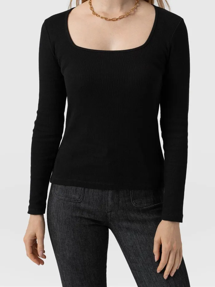 Sloane Ribbed Top 8211 Black Black Women Saint And Sofia Casual Tops