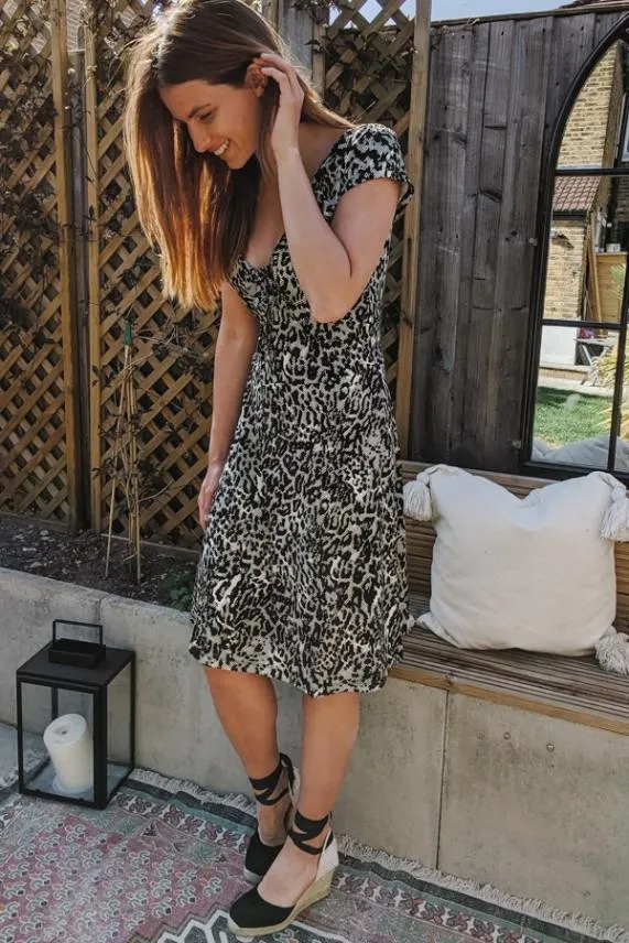 Sosandar Animal Print Ruched Neckline Dress Women Dresses