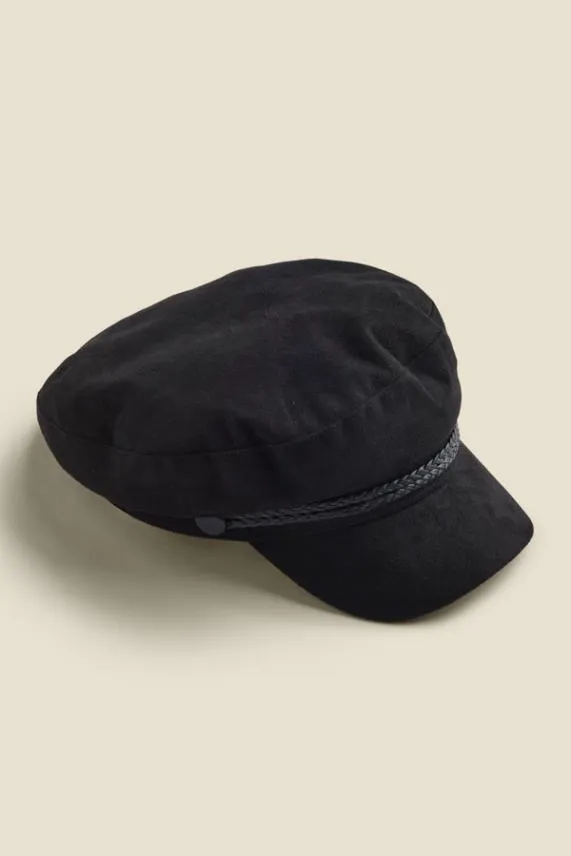 Sosandar Annie Black Baker Boy Hat Black Women Hats Scarves and Gloves